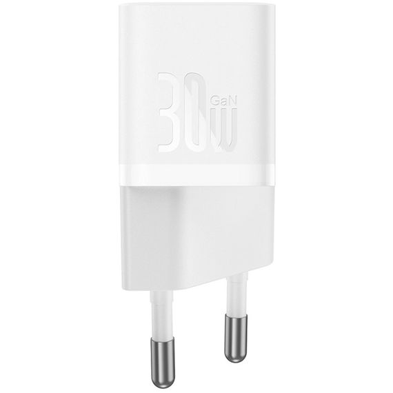 МЗП Baseus GaN5 Fast Charger mini PD30W (1USB-C) + кабель Type-C to Type-C (P10110902) Moon White | Зображення 1