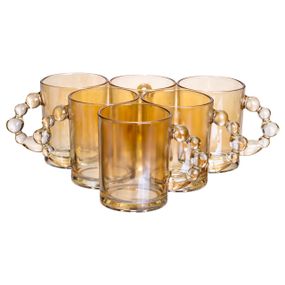 Набор чашек 6 шт для чая и кофе по 350 (мл) кружки стеклянные Коричневый HP-19-ZD-2