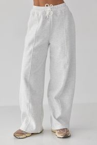 Спортивні штани палаццо з накладною кишенею - світло-сірий цвет, M (є розміри)