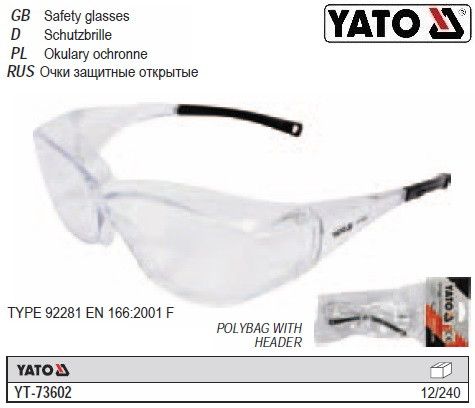 Очки защитные закрытые прозрачные YATO YT-73602 | Зображення 3