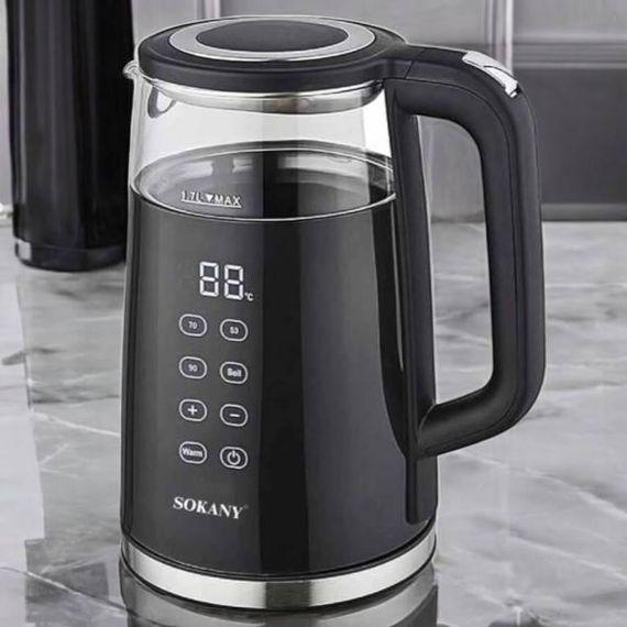 Электрочайник металлический дисковый 2200Вт 1.7л Sokany SK-09050 Черный