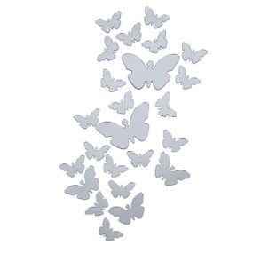 Дзеркальний декор акриловий самоклеючий Метелики срібло,25шт (D) SW-00002521