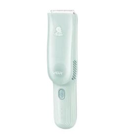 Машинка для стрижки детей бесшумная с вытяжкой VGR V-155, 4 безопасные насадки, IPX8, зеленая