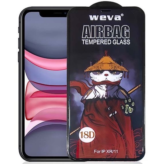 Захисне 2.5D скло Weva AirBag (тех.пак) для Apple iPhone 11 / XR (6.1") Чорний | Зображення 1