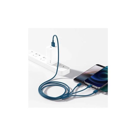 Дата кабель USB 2.0 AM to Lightning + Micro 5P + Type-C 1.5m 3.5A blue Baseus (CAMLTYS-03) | Зображення 9