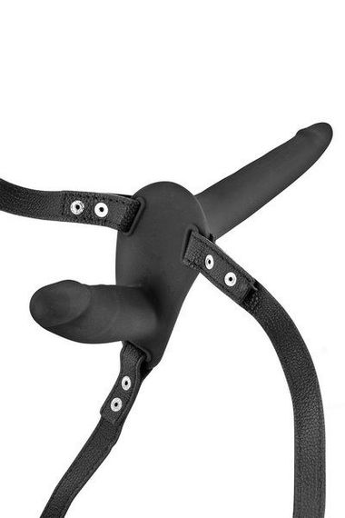 Подвійний страпон Fetish Tentation Strap-On with Double Dildo Black | Зображення 1