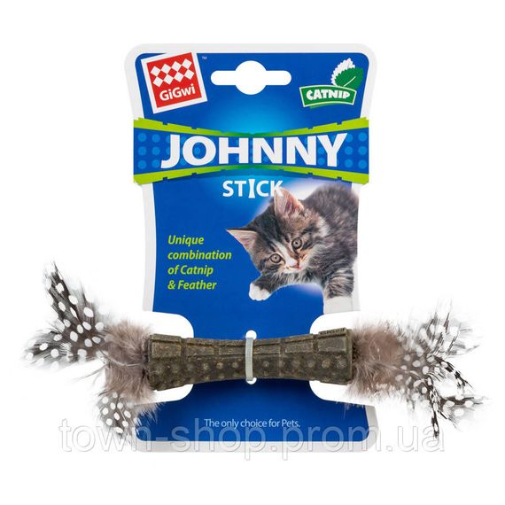Игрушка для котов Спрессованная кошачья мята с перьями GiGwi Catnip, перо, кошачья мята, 8 см | Зображення 1