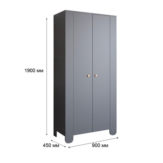 Шафа розпашна дводверна в дитячу кімнату 900х450х1900 LION Інді Бетон Style (LION-041574) | Зображення 3