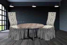 Чехлы на стулья Damask с юбкой, кремовые