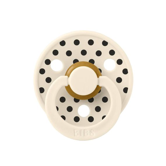 Соска пустушка BIBS Polka Colour Latex кругла 0-6 міс Ivory / Black