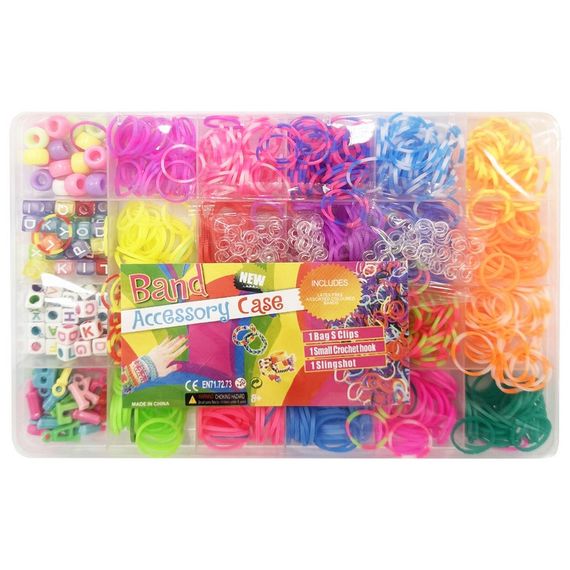 Набор резинок для плетения 035-63 в пластиковом боксе, с бусами