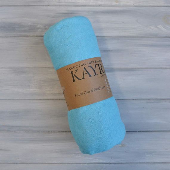 Простирадло 140х200+25см махрове на резинці Бірюзове