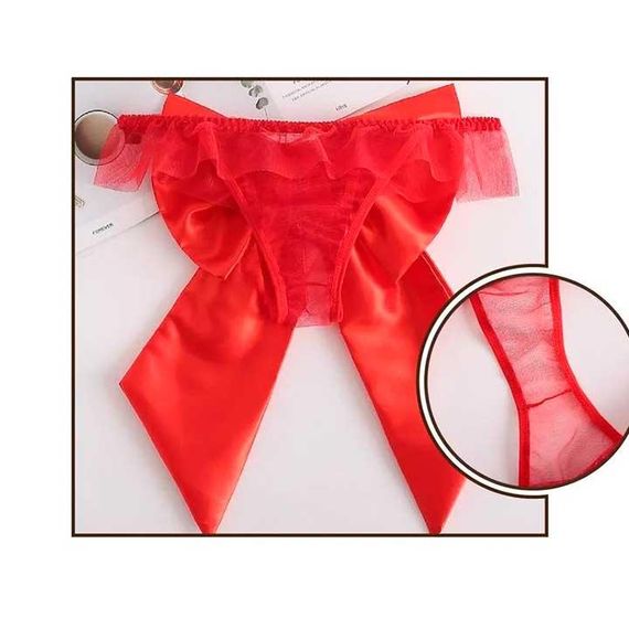 Сексуальні трусики з бантом червоний | Зображення 4