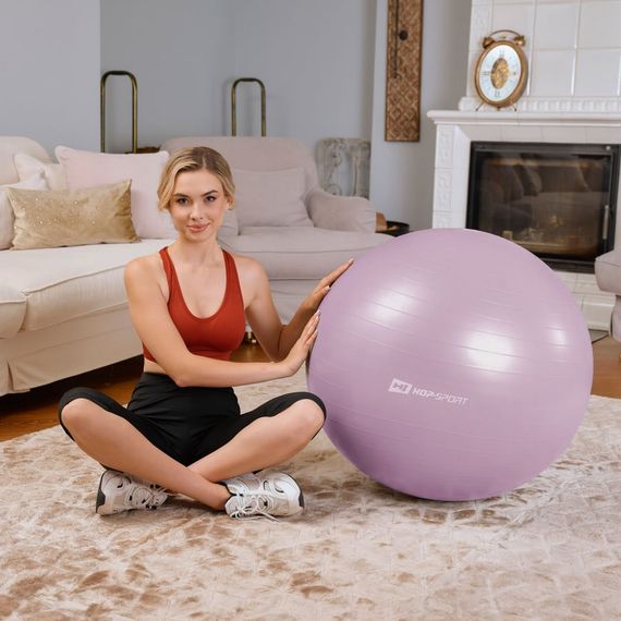 Фітбол Hop-Sport 85см бузковий + насос | Зображення 1