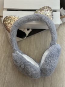 Хутряні навушники  складні з котячими вушками Сірий One Size (6014)