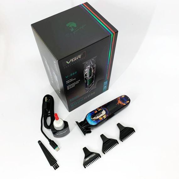 Тример акумуляторний для стрижки VGR V-260 RED, 3 насадки, LED дисплей | Зображення 7