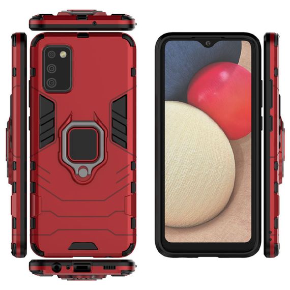 Ударопрочный чехол Transformer Ring for Magnet для Samsung Galaxy A02s Red | Зображення 2