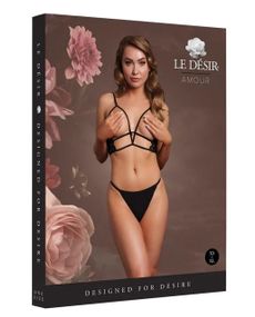 Еротичний бра Open Cup Triangle Bra with Lace and Adjustable Sliders - One Size - Black sexstyle