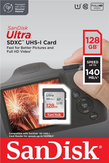 Карта пам'яті SanDisk SD 128GB C10 UHS-I R140MB/s Ultra (SDSDUNB-128G-GN6IN) | Зображення 1