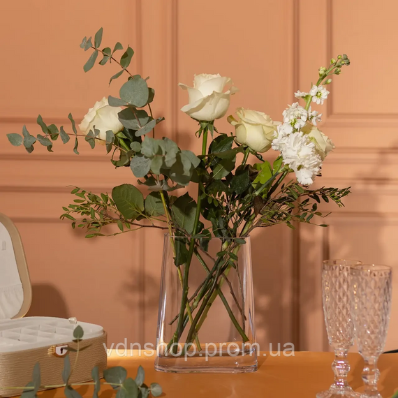 Ваза для квітів скляна 9.5х5х15.8 см прозора декоративна ваза 420 мл HP-10-8 | Зображення 1