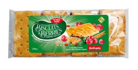 Печиво затяжне з начинкою BISCUITS  BERRIES журавлина та родзинки 210г (214199)