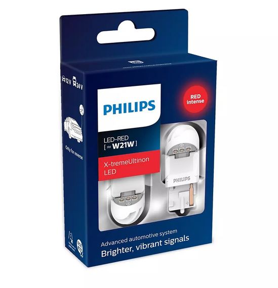 Комплект світлодіодних ламп Philips 11065XURX2 W21W 12/24V Red | Зображення 1