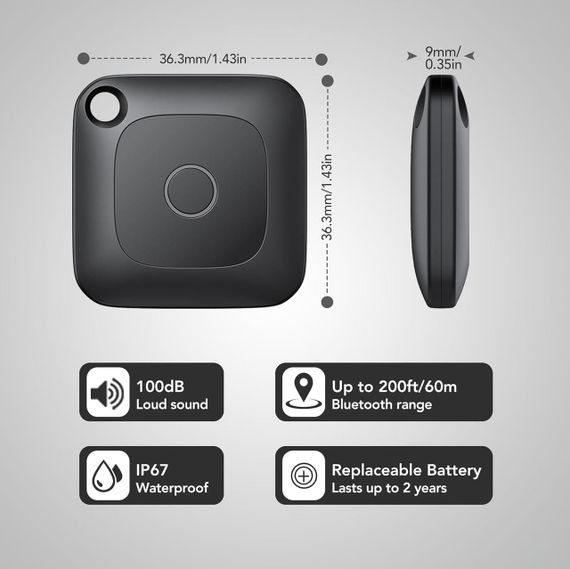 Локатор Key Finder для валіз, багажу, 2 шт. Мітка Air Tracker, сумісна з Apple Find My (тільки iOS), | Зображення 1