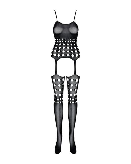 (SALE) Бодістокінг Obsessive Bodystocking G310 S/M/L, топ, панчохи, підв’язки, круглі вирізи Sex Aura | Зображення 5