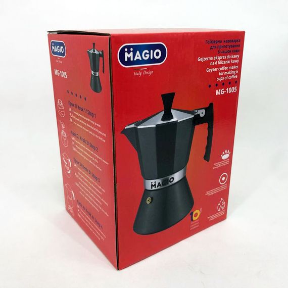 Гейзерная кофеварка Magio MG-1005, гейзерная кофеварка для плиты, кофеварка гейзерного типа, кофейник | Зображення 5