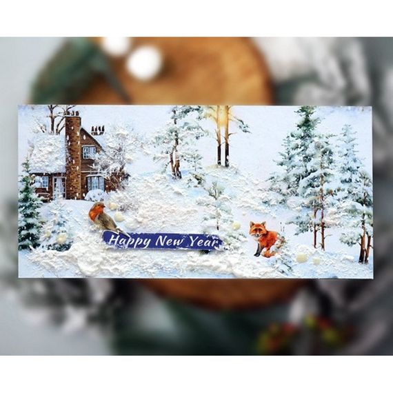 Набор для создания 2 шт поздравительных открыток на подставках "Зимний лес" FDGCK-049, 20 см х 10 см | Зображення 4