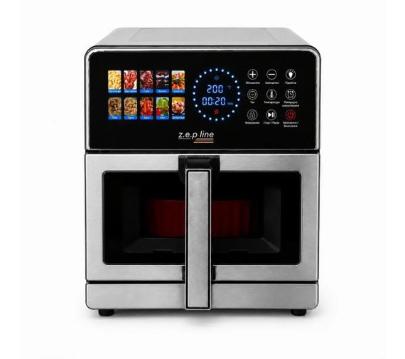 Аэрофритюрница Zepline ZP-00355 Silver Max Pro-3 сенсорная мультипечь Air Fryer 13 л 10 программ силиконовая форма 2200 Вт Черная
