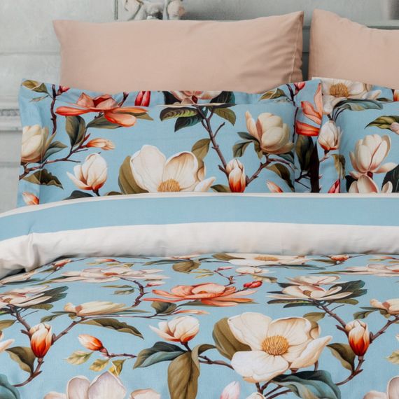 Комплект постельного белья Prima Casa Digital Satin 200 х 220 см. Magnolya Blue | Зображення 1