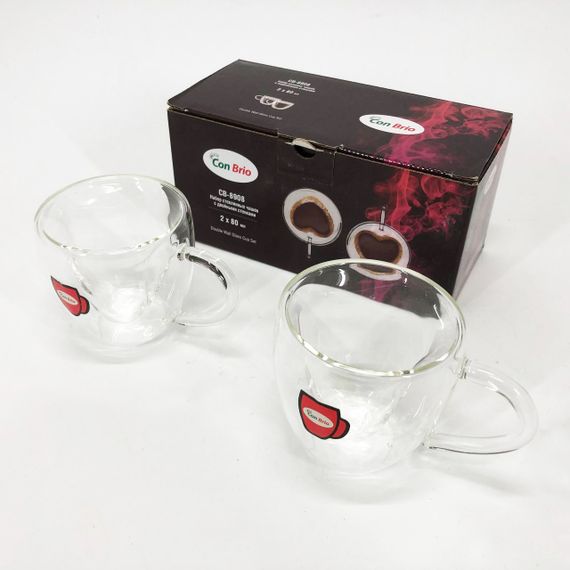 Набір скляних чашок із подвійними стінками (серце) Con Brio СВ-8908-2, 2шт, 80 мл | Зображення 8