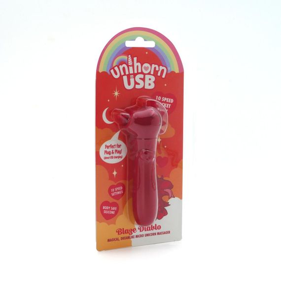 Вібратор-єдиноріжка Unihorn USB Bullet – Blaze Diablo віброкуля, USB-зарядка, 10 режимів Sex Aura | Зображення 3
