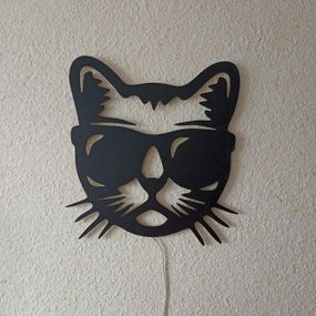 Панно декоративне картина на стіну Кіт в окулярах 400х400 acr-p000095