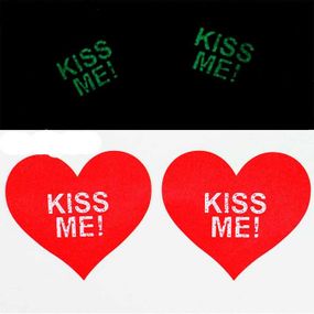 Вінілові наклейки на соски, що світяться, "Kiss Me!" - Садо-мазо