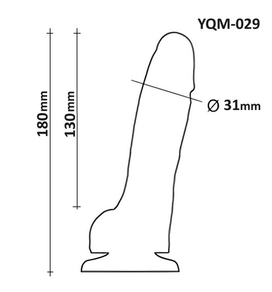 Фалоімітатор з мошонкою на присосці OYO YQM-029 (довжина 18 см, діаметр 3.1 см) Sex Aura | Зображення 7