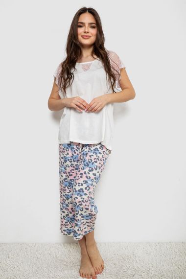 Пижама женская с принтом  -уценка, цвет белый, 243R1602-007-U