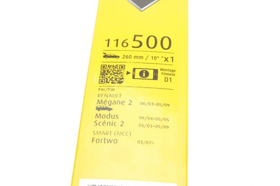 Щітка склоочисника задня  260mm Renault Scenic II Megane II Dacia Dokker 03- 116500 | Зображення 1