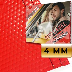 Віброзоляція преміум Vibrex Red Label 4mm 500x700 шумоізоляція авто для зниження шуму і вібрації салону.