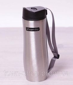 Термокружка Kamille Elegance Gloss 480мл с ремешком KM-2056