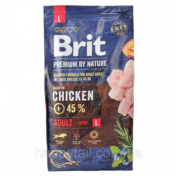 Корм Brit Premium by Nature Adult L для взрослых собак крупных пород, курица, 8 кг | Зображення 3