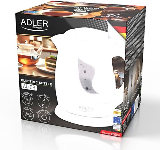Електрочайник Adler AD 08 white 1 л білий | Зображення 5