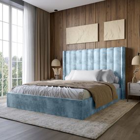 Двоспальне ліжко з підйомним механізмом LION Ніно 180x200 см SILK 501 Небесно-блакитний (LION-045033)