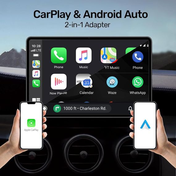 Автомобільний бездротовий адаптер Alxum для CarPlay Android Auto, для авто з дротовим CarPlay, Plug & Play карплей | Зображення 1