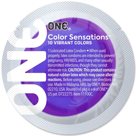 Презерватив ONE Color Sensations Pick ONE, 1 шт, фіолетовий, гладенький, зі змазкою | Зображення 1