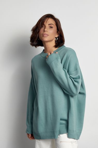 Женский однотонный джемпер oversize кроя - мятный цвет, S (есть размеры) | Зображення 7