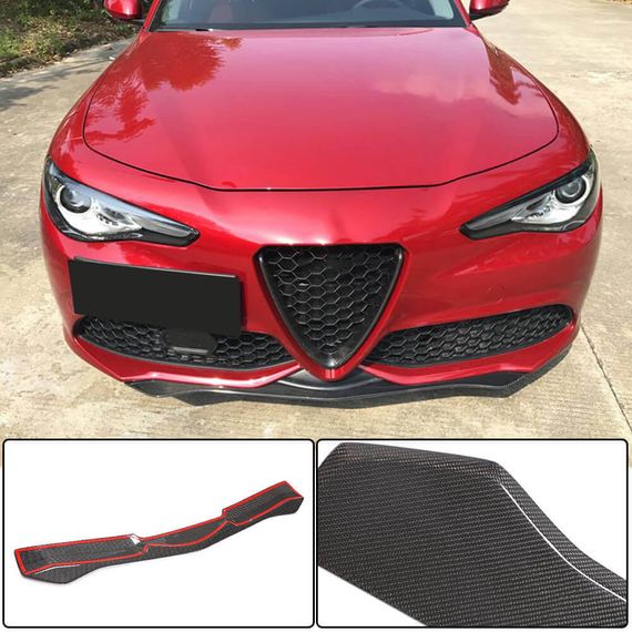Накладка на передний бампер Lip (для Sport, Карбон) для Alfa Romeo Giulia 2016-2022 гг | Зображення 1