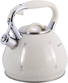 Чайник Kamille Marshmallow 3л из нержавеющей стали со свистком, бежевый KM-0691A-WH