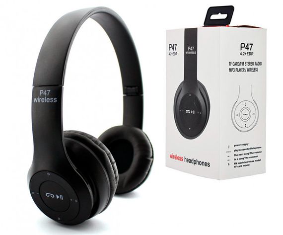 Бездротові навушники з мікрофоном Bluetooth, micro-SD, FM-радіо B.U.M. MEGA BASS P47